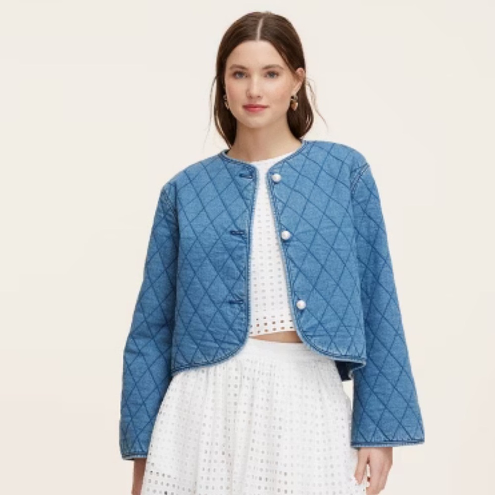 Kate Spade Quilted Blue Denim Jacket! NWT